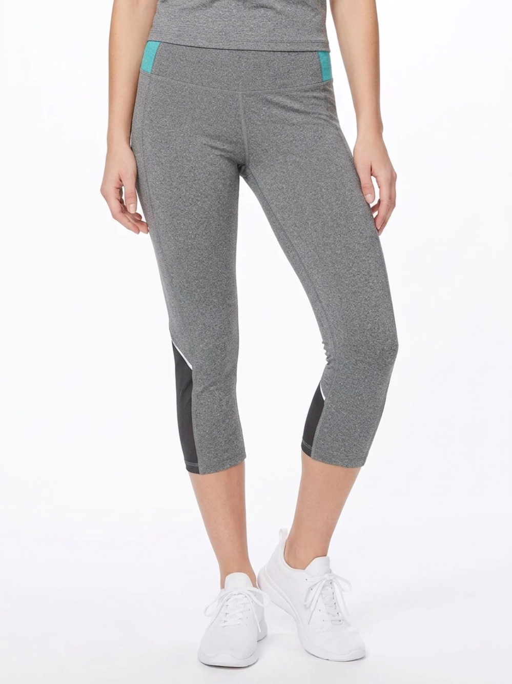 LUCY | Gray & Turquoise Capri Leggings Crop Women’s Size X-Small